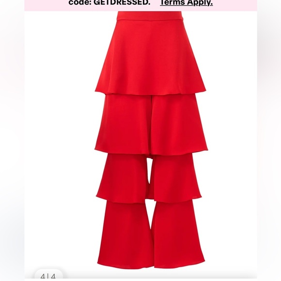 Osman Red Felix Ruffle Trousers layered wide leg high rise 12 - Picture 15 of 15